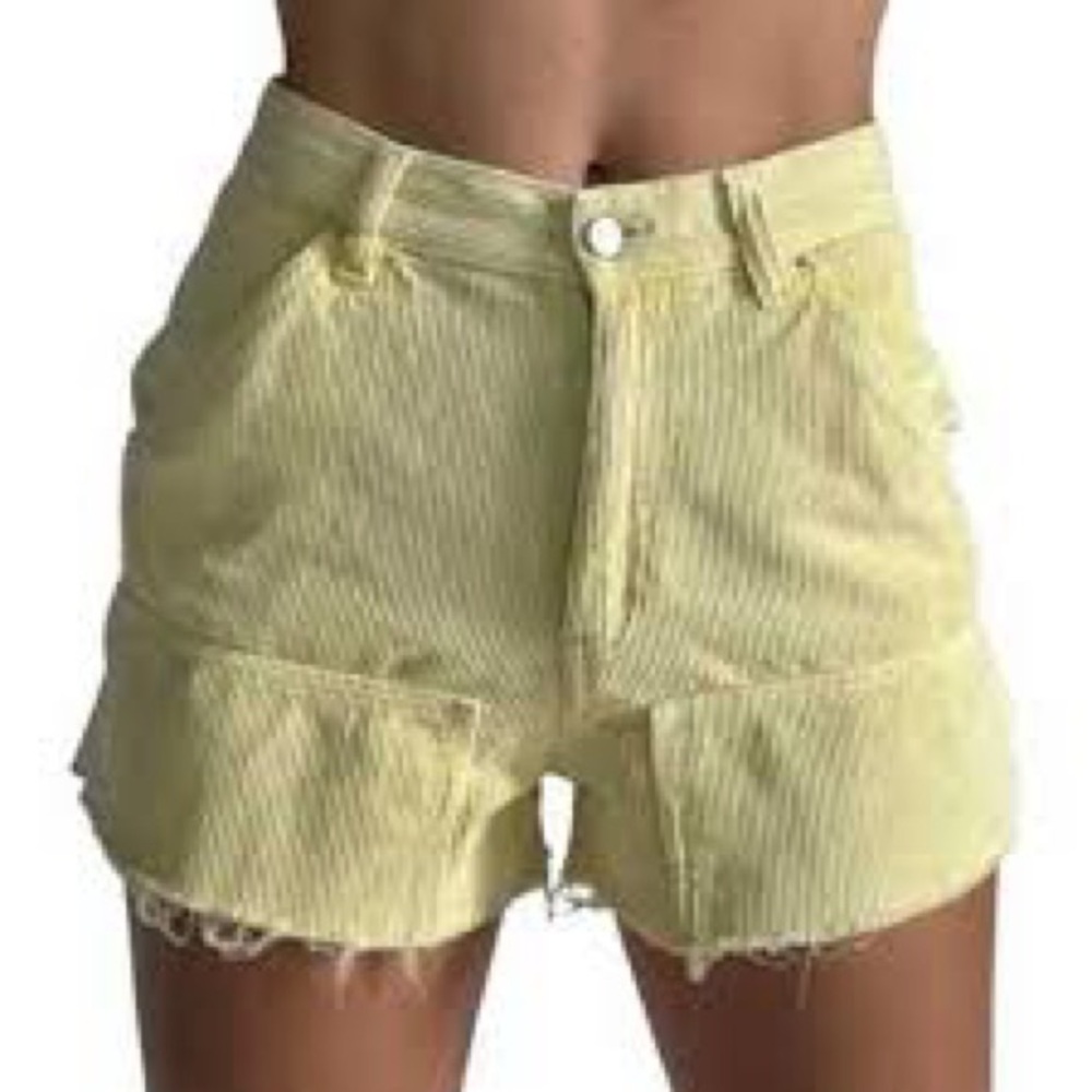 BDG Women's Light Yellow Corduroy High Waist Shorts